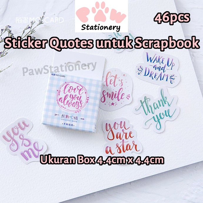 46pcs Stikers Quotes Stiker Huruf Stiker Kata Kata Stiker untuk Scrapbooking Stiker Unik Cute Sticke