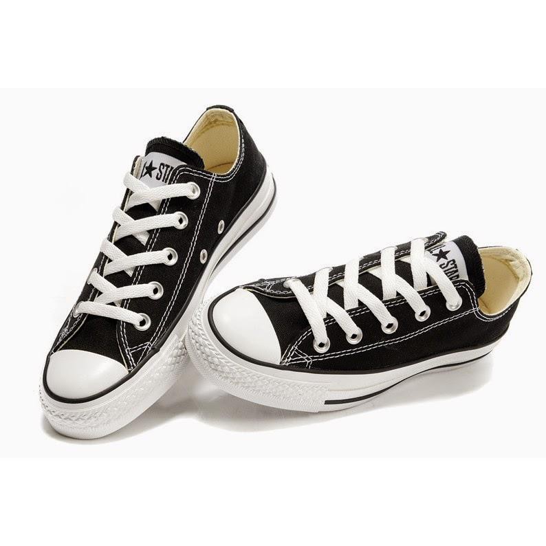 Sepatu converse pendek all star hitam putih low tali untuk sekolah cowo cewe dengan box