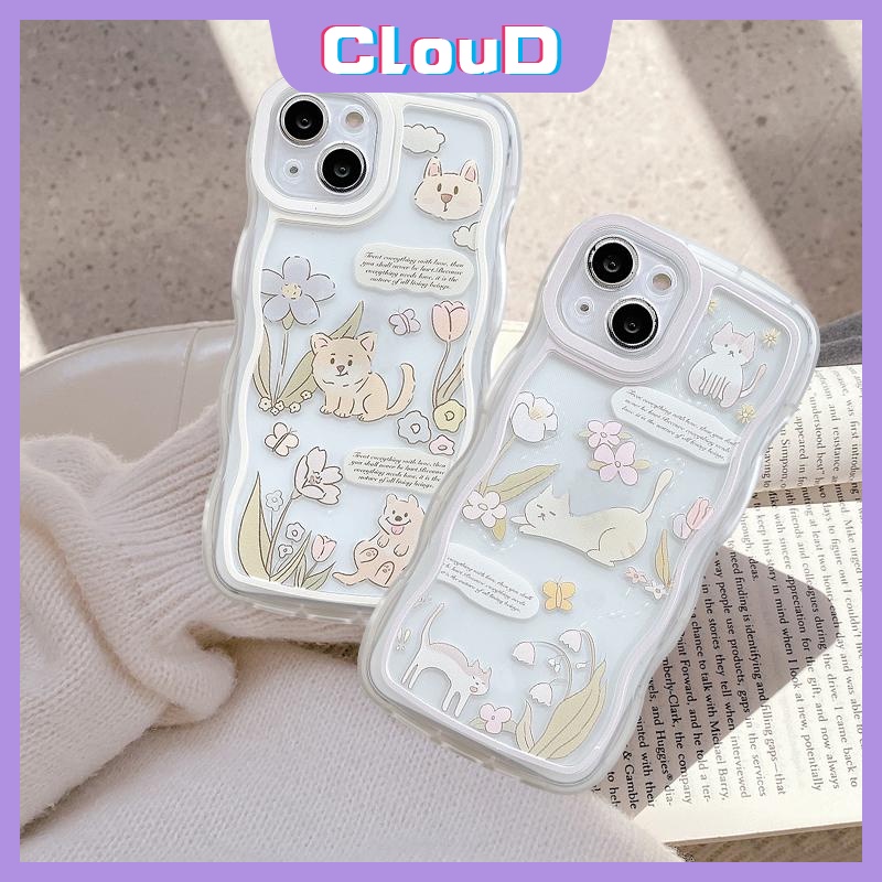 Soft Case Tpu Transparan Motif Kartun Anak Anjing / Kucing Untuk iPhone XR 6 7 Plus 11 13 14 12 Pro Max 8 14 6s Plus X XS Max SE 2020