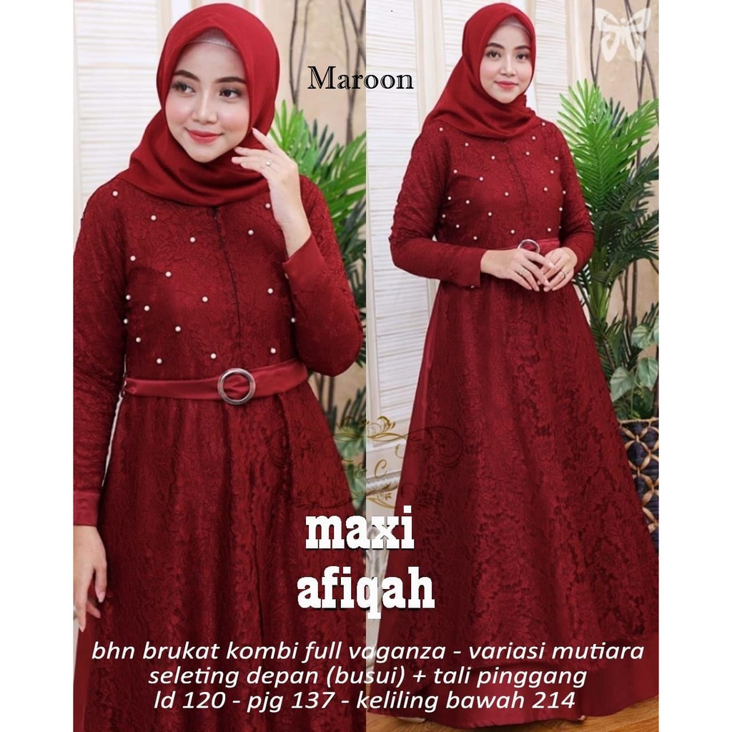 Maxi Afiqah /Baju Wanita Kondangan/Maxi Dress Wanita Muslim/ Kebaya Modern/Baju Busui Murah