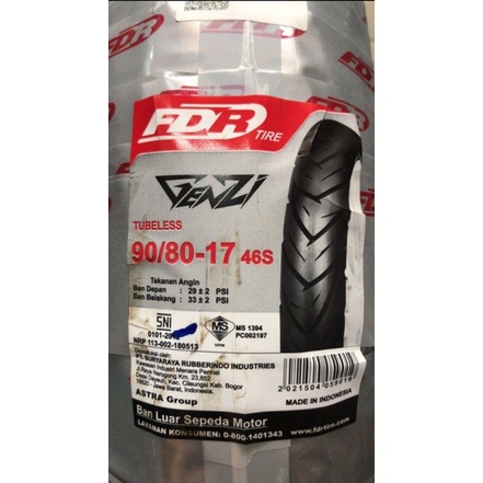 Ban Luar FDR 90/80-17 Ring 17 Genzi Tubeless