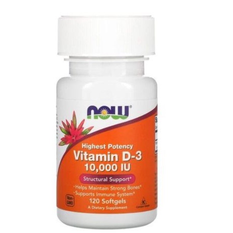 NOW vitamin D3 10000iu 120 softgels