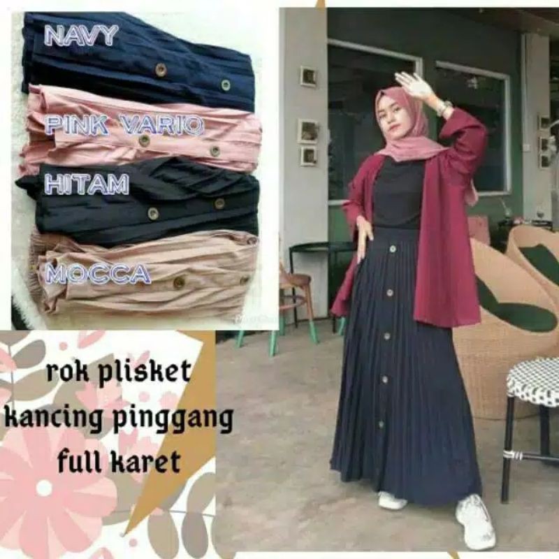 ROK PLISKET KANCING PREMIUM PLEATED SKIRT / ROK PRISKET / PLEATED SKIRT 1kg muat 6pcs (COD)