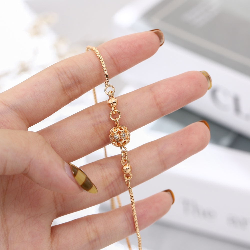 COD gelang wanita tatinaium anti karat bola liontin aksesoris fashion gelang perhiasan emas D361