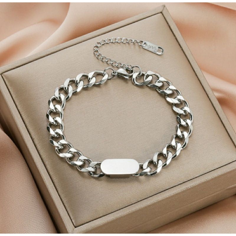 Gelang tangan titanium model sisik naga tebal plat