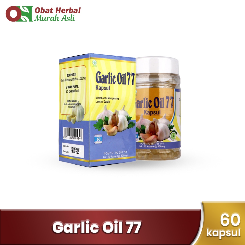 Garlic Oil 77 POM 60 Kapsul Obat Pilek - Batuk - TBC Garlic Oil 77 POM 60 Kapsul Meningkatkan produksi sperma pada sel pria Mencegah dan mengobati TBC, asthma, bronchitis dan masalah paru lainnya Mencegah radang selaput otak belakang Mencegah kerusakan se