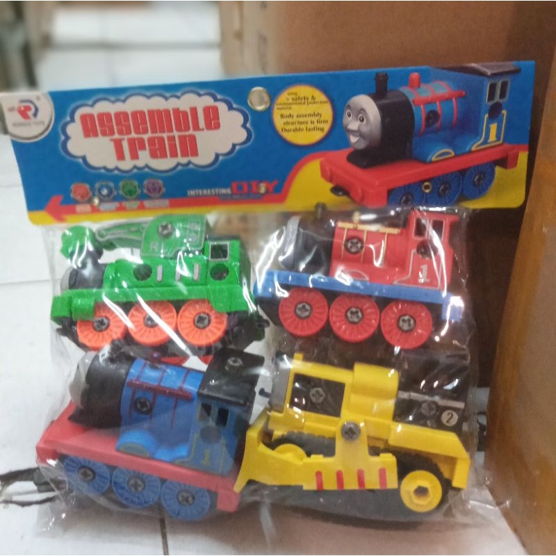 Mainan anak bongkar pasang train diy assamble mainan anak kereta
