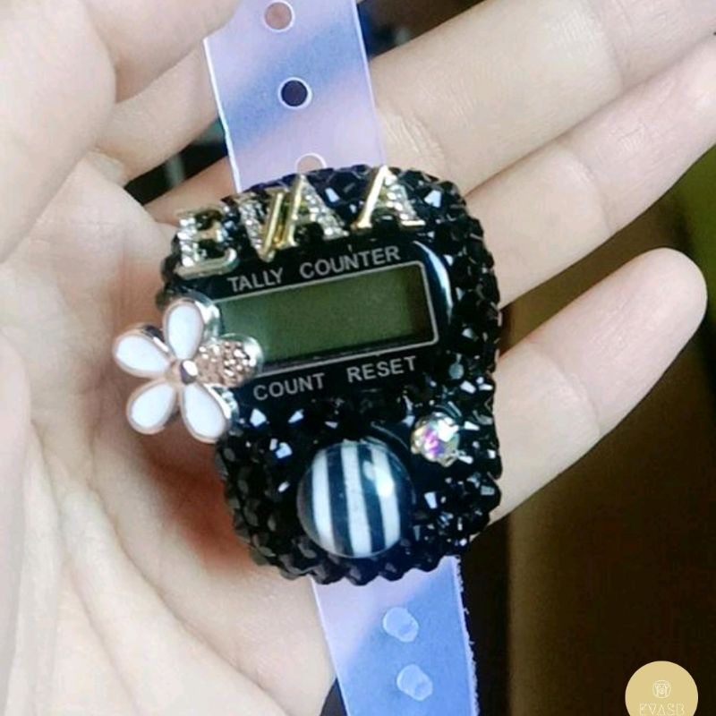 INISIAL Huruf CUSTOM NAMA MAX 5 HURUF  tasbih digital blink satu bunga blink tasbih motif hitam list putih bunga blink fiy jam hitung tasbih digital diy