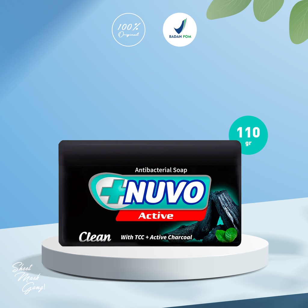 Sabun Nuvo Active Clean Hitam 110gr - Sabun Batang Nuvo