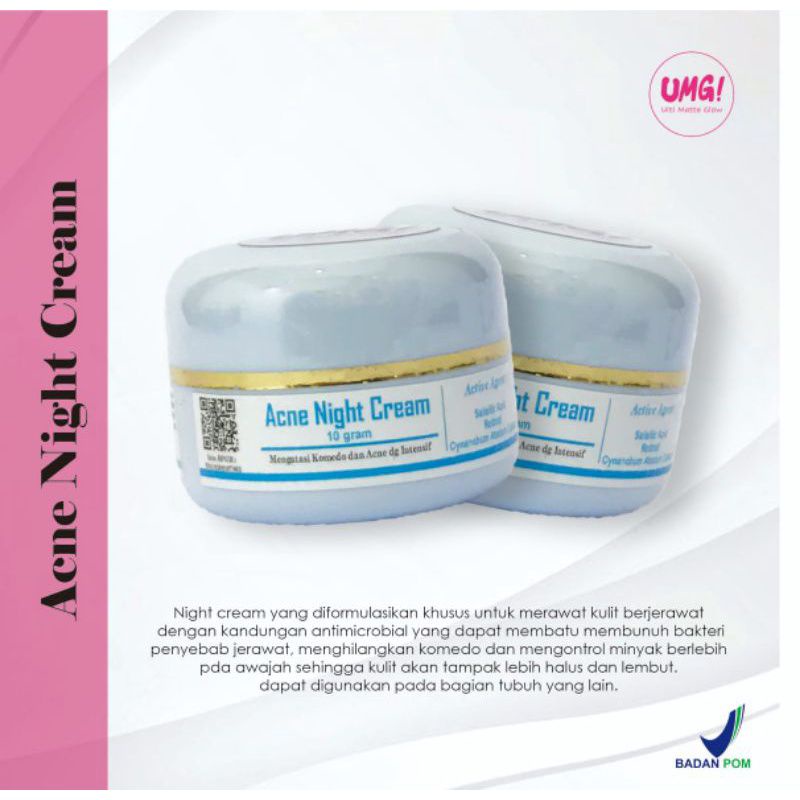 UMG Ulti Matte Glow Acne Night Cream BPOM Aman Bumil Busui