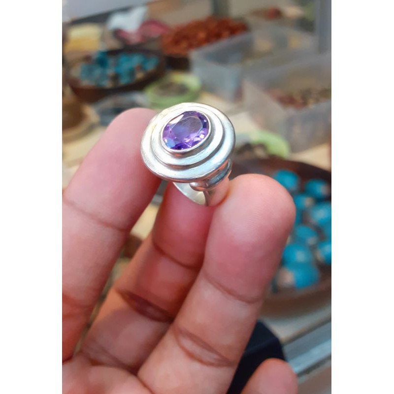 CINCIN BARU PERAK BATU PERMATA ASLI AMETHSY