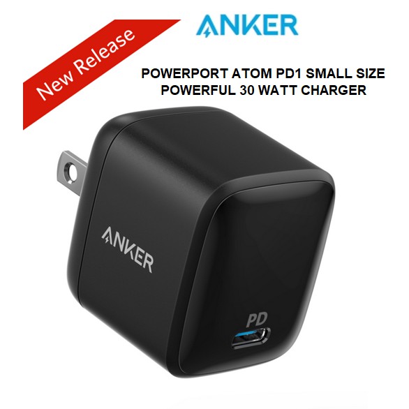 ANKER POWERPORT ATOM PD1 30 WATT CHARGER BLACK A2017 | Shopee Indonesia