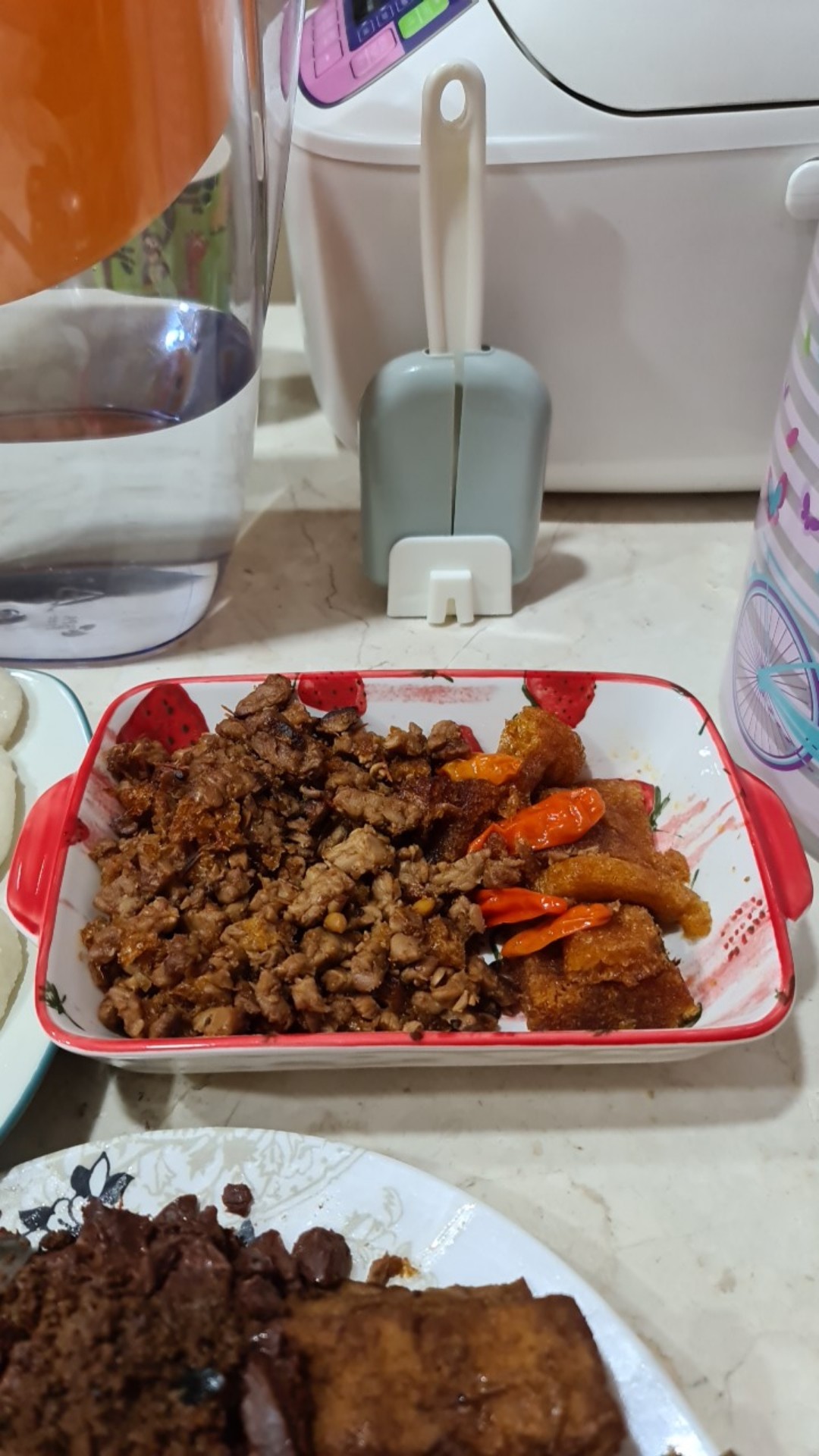 Binaural Keramik Persegi Panjang Wadah Saji Motif Cantik