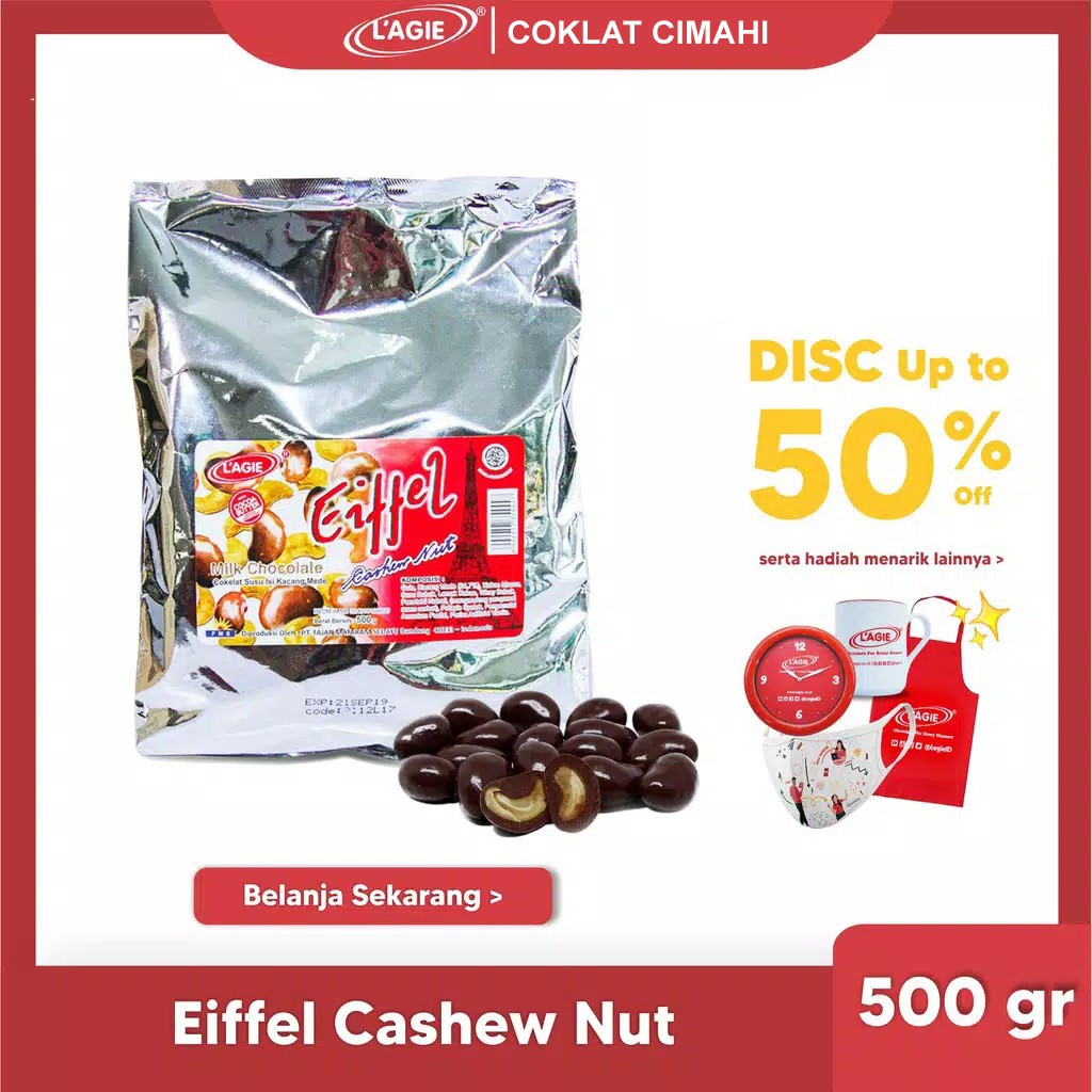 

Coklat Lagie Kacang Mete Eiffel Cashew Nut 500gr