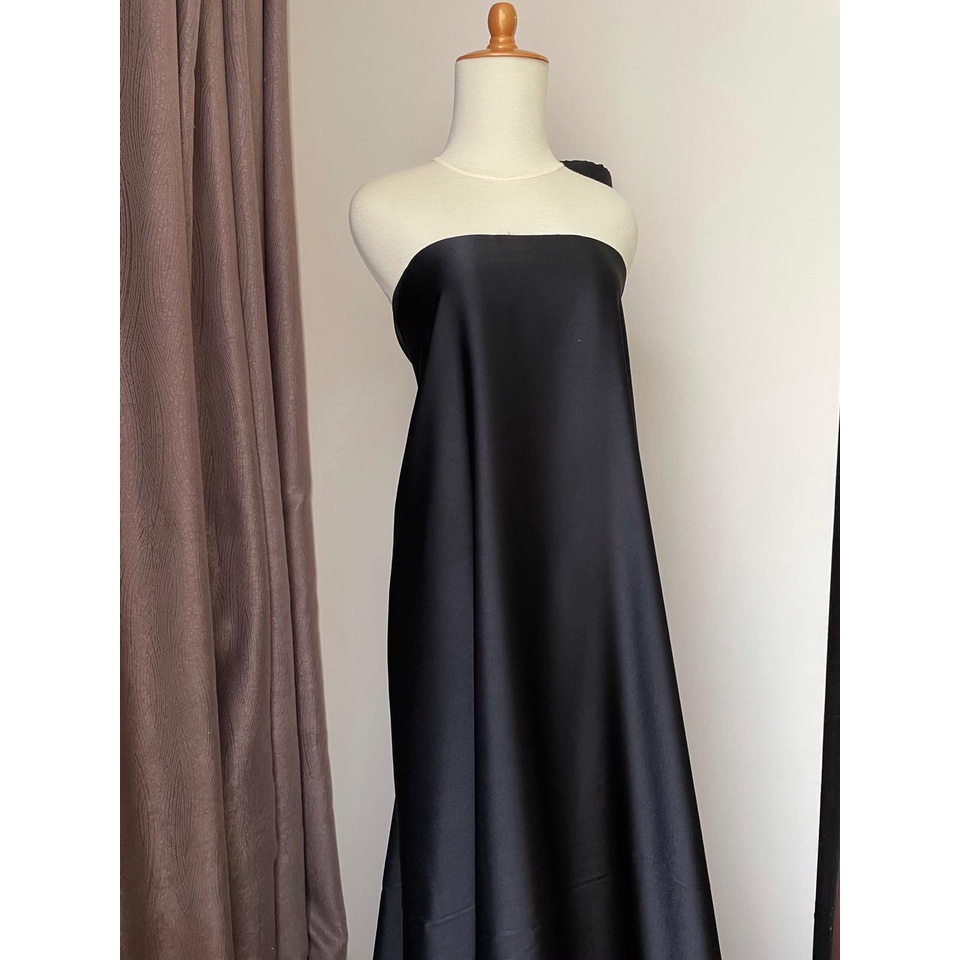 Bahan Satin Maxmara Silk Lux Premium Meteran Mewah Warna Hitam