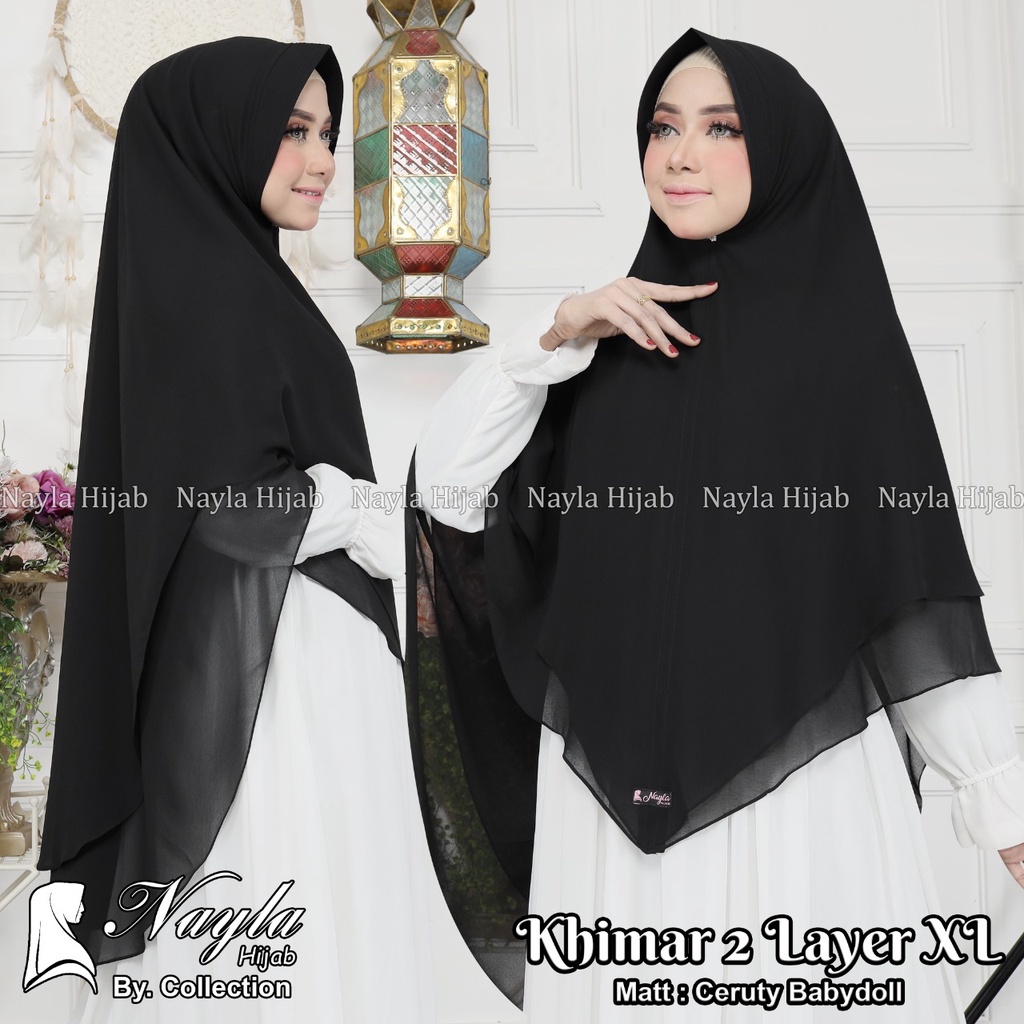 KHIMAR 2 LAYER SIZE XL CERUTY BABYDOLL KERUDUNG CERUTY JUMBO ORIGINAL BY NAYLA HIJA'B