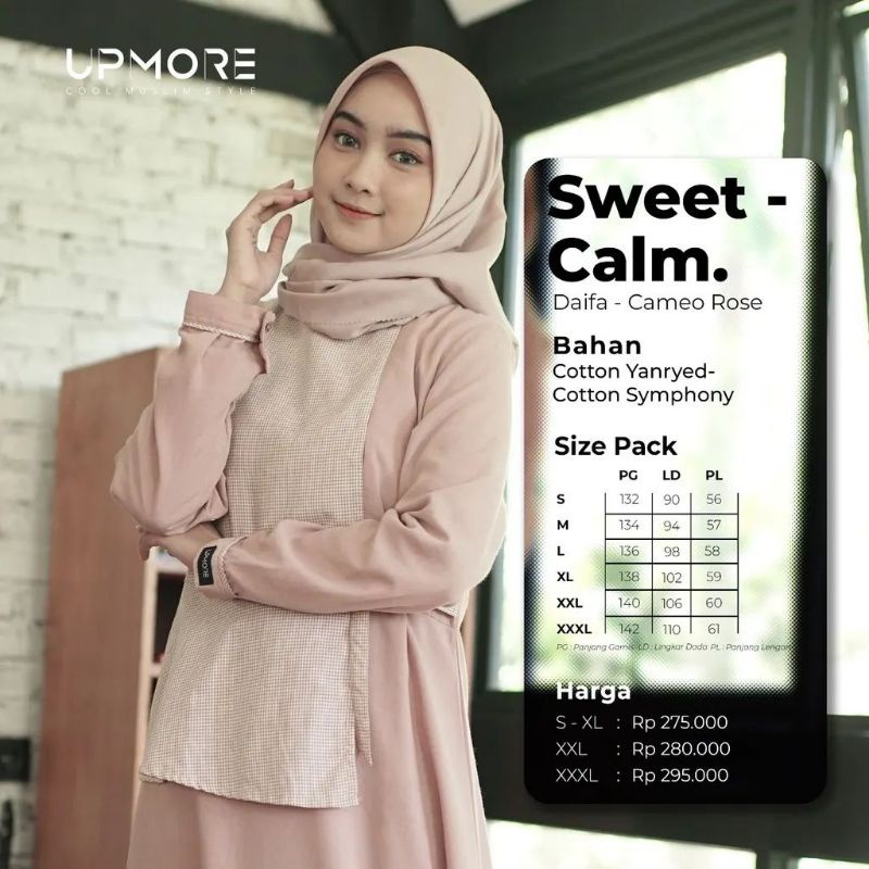 Dress Muslim Gamis Wanita Mutif Upmore Katun Yarndred Daifa Cameo Rose