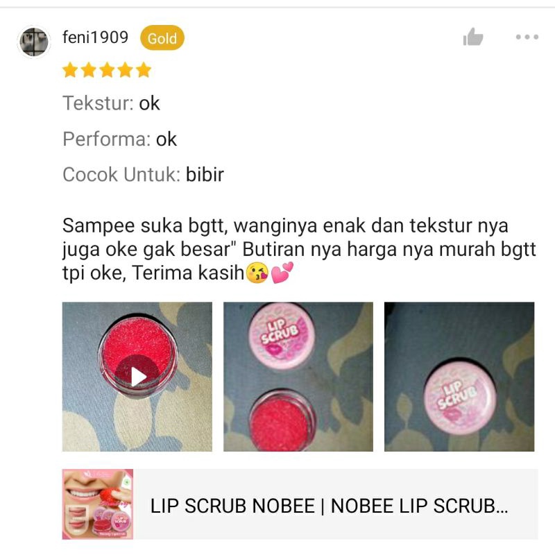 LIP SCRUB NOBEEE | SCRUB BIBIR | MELEMBUTKAN BIBIR