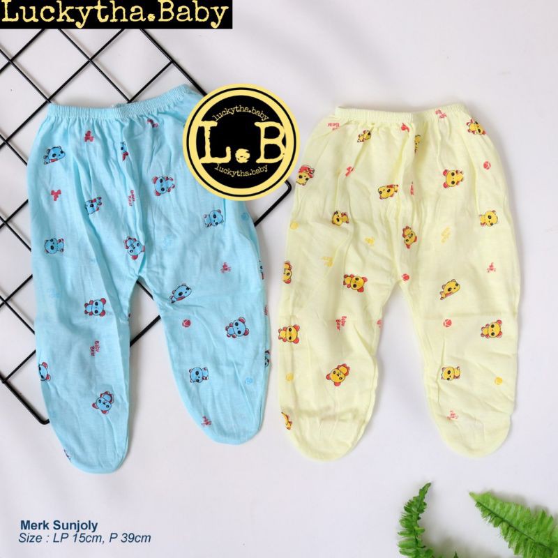 3pcs _celana panjang bayi happy Time Putih buka kaki tutup kaki / Sunjoly pth /c.pj.happy time print