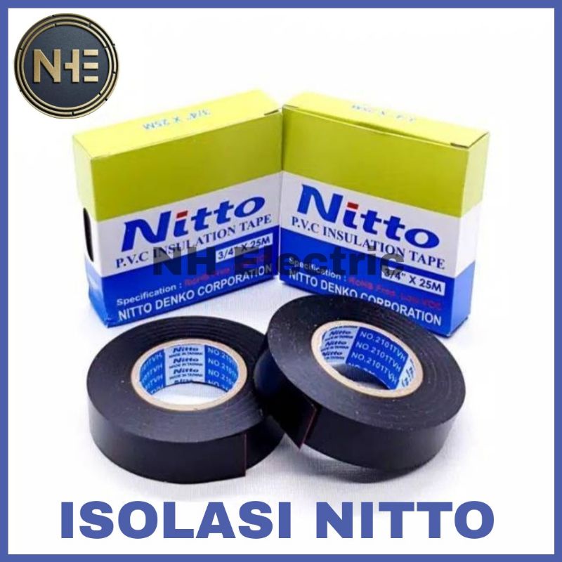 Isolasi Listrik Nitto - Isolasi Nitto - Lakban Nitto - Nitto Tape Pvc Insulation 3/4 X 25M (Hitam)