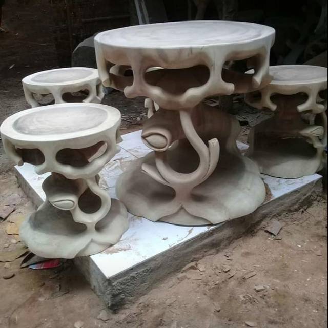 Set meja kursi stool taman teras kayu suar/trembesi