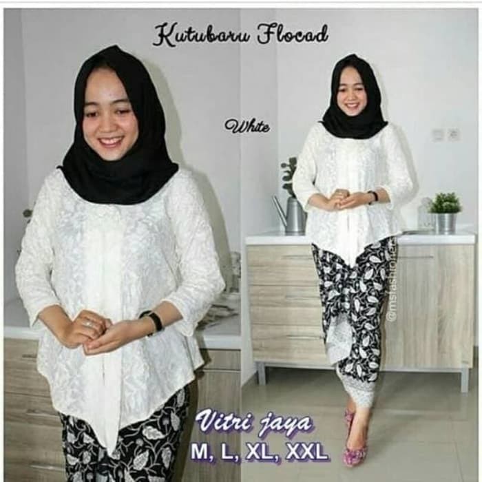 Setelan Kebaya Modern Floy Brukat Putih