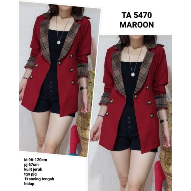 BISA COD ROSSE BLAZER COTTON BANGKOK CR135 IMPORT /BLAZER KOMBINASI KOTAK CANTIK