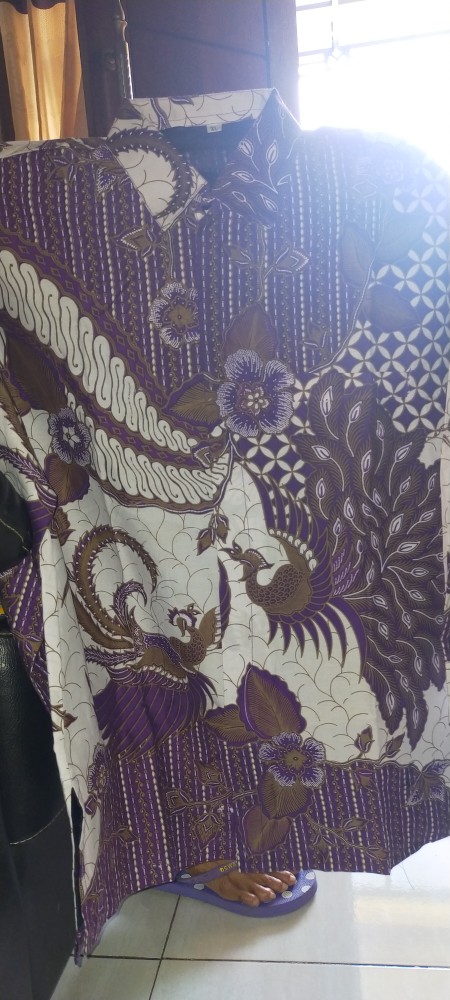 Batik Pria Lengan Panjang Lapis Furing Batik Solo. Klowor Ungu Lilac