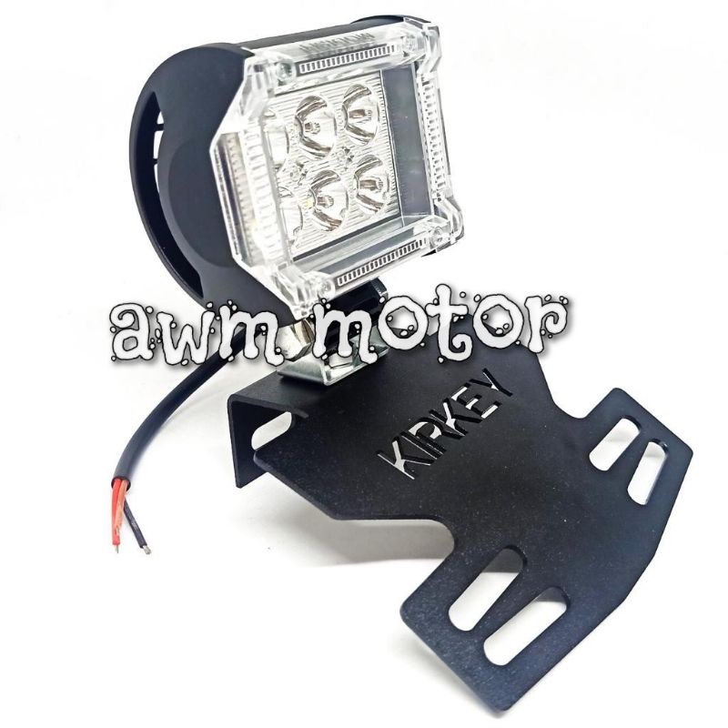 (PAKET)Lampu Depan LED 6mata Red + Blue Plus Breket Motor Yamaha RX - KING RX-Z &amp; RX + Special