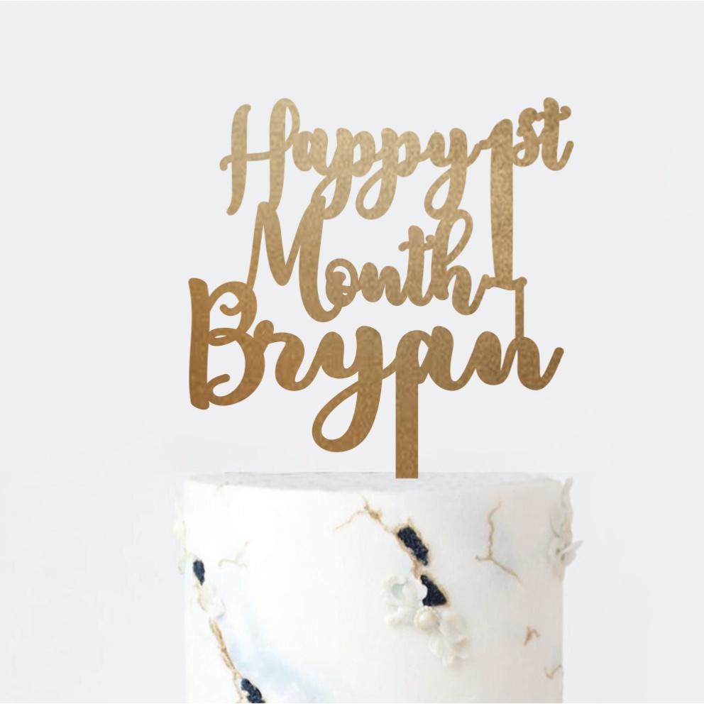 Jual Custom Cake Topper One Month | Topper Kue Akrilik | Tulisan ...
