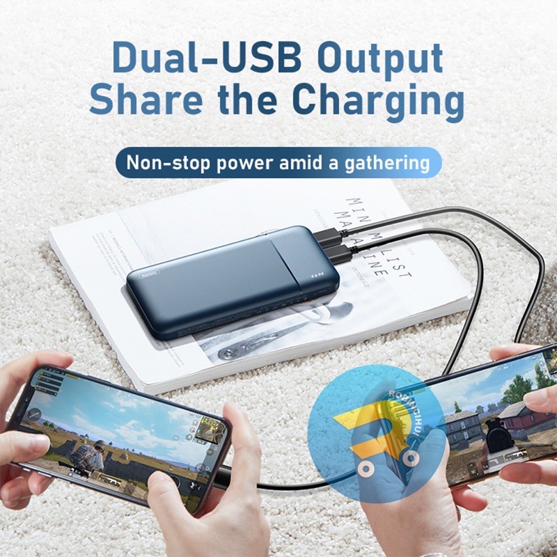 Powerbank Remax 10.000mAh Dual input Type C &amp; Micro Dual Output Usb With indicator RPP-96 (PB)