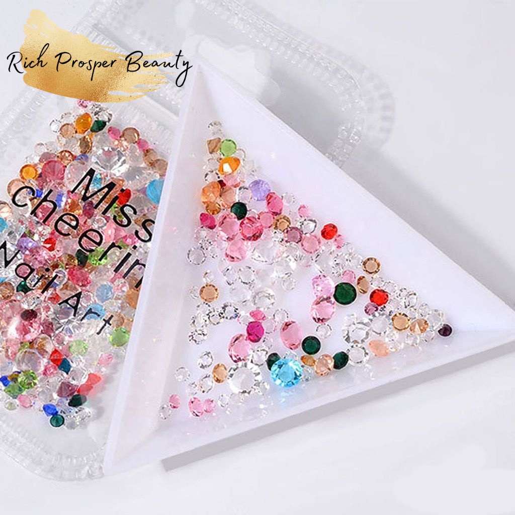10g Glass Rhinestone Shinny Mini Mixed Nail Art Tips Manicure DIY Decoration - NAIL RHINESTONE UNTUK NAILART