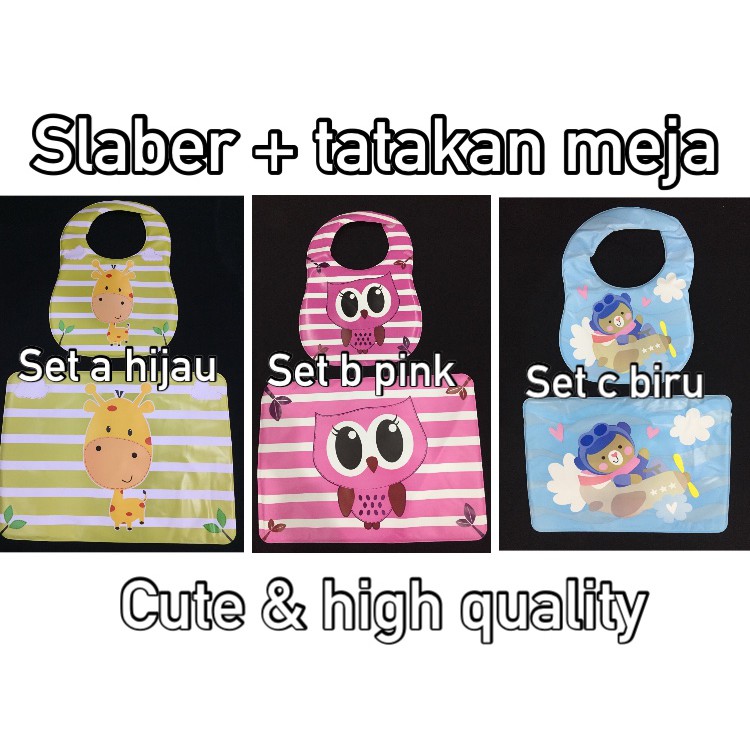 Bib Slaber + Desk Mat Tatakan Makan Meja Cute &amp; Stylish CBKS JH