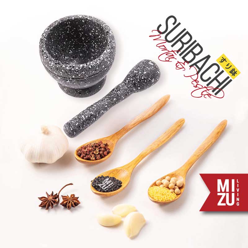 MIZU SURIBACHI Mortar &amp; Pestle Ulekan Dapur Cobekan Bumbu Masak Tumbukan Obat