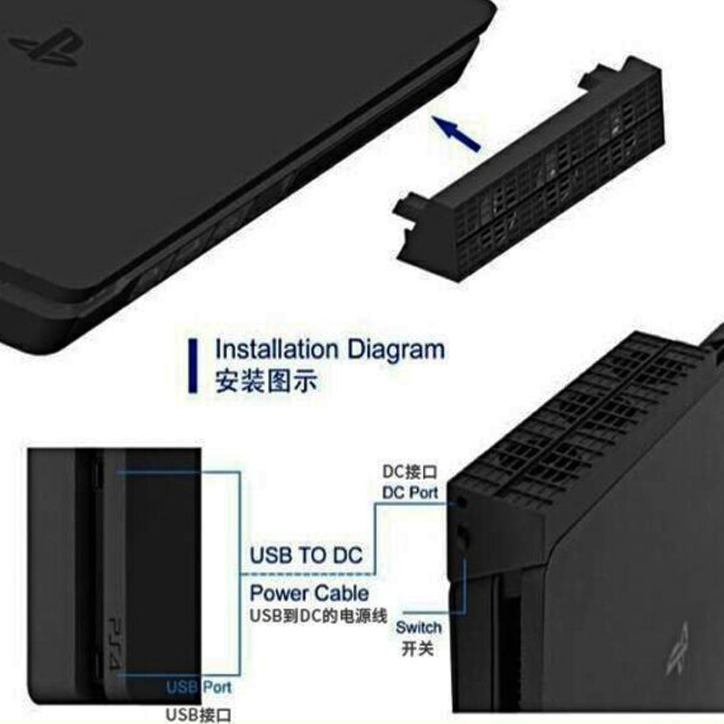DOBE Super Cooling Fan Sony PS4 Slim / Kipas Pendingin Playstation 4 Slim Cooler External USB Cable