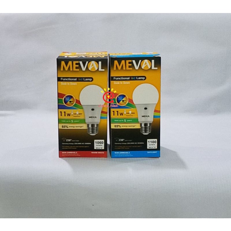 Lampu Led Sensor Cahaya 11W Putih Kuning Meval