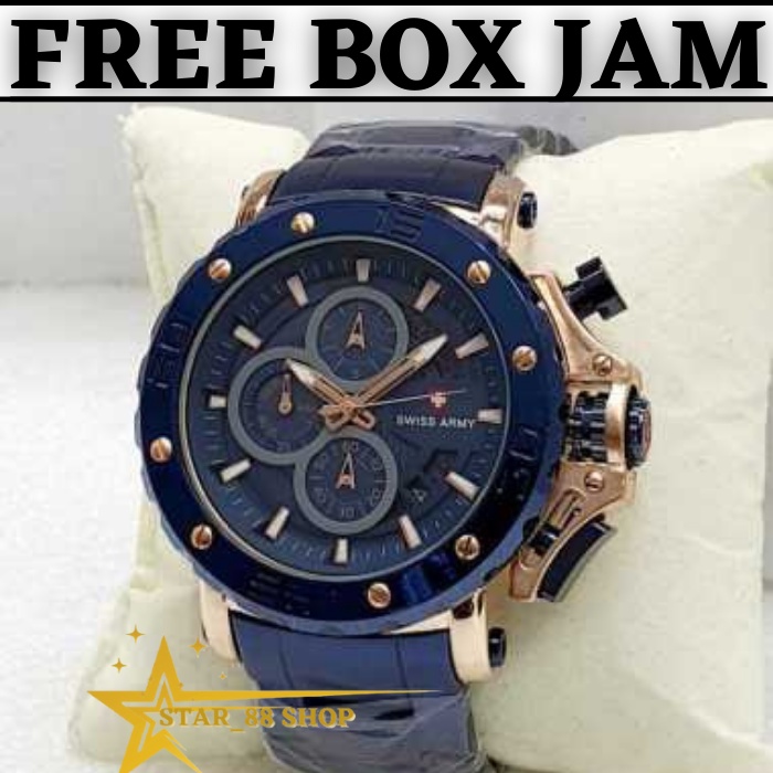 Jam Tangan Pria Swiss Crono Army Dhc Original Bahan Rantai Anti Karat Termurah / Jam Tangan Analog Pria Terbaru-star_88shop