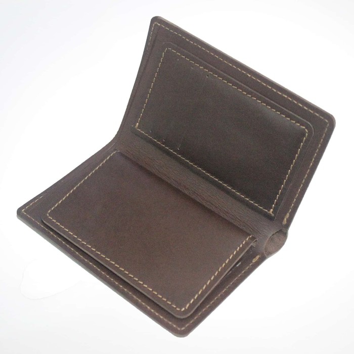 dompet medium 3/4 model sisipan tengah kulit sapi asli warna coklat