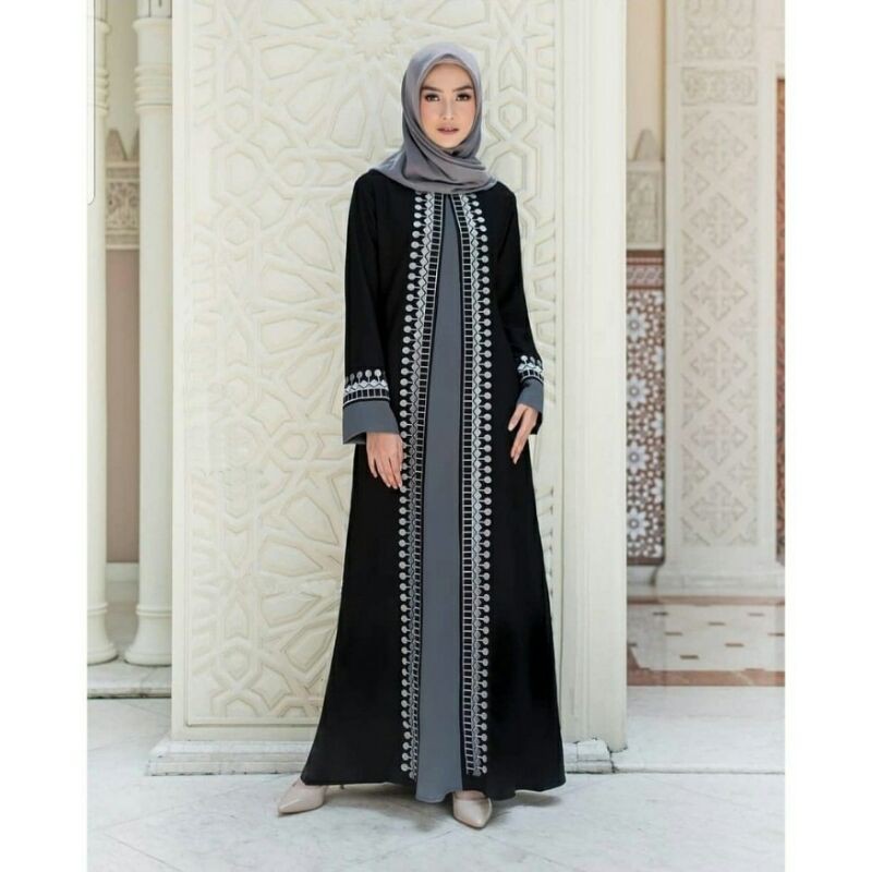 Gamis Syari Jumbo Big Size Abaya Moscrepe Bordir Size M L XL XXL XXXL 4XL 5XL-2