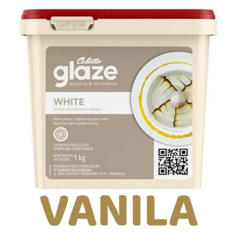 Colatta Glaze White Vanila 1 kg Topping donat Dip Glaze Vanilla bahan kue makassar cod Spread