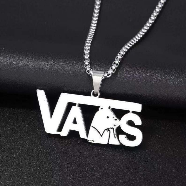 Kalung Rantai Panjang Titanium Liontin Tulisan Vans BEAR Gaya Hip Hop Dance Pria Wanita GAYA KOREA KLG34