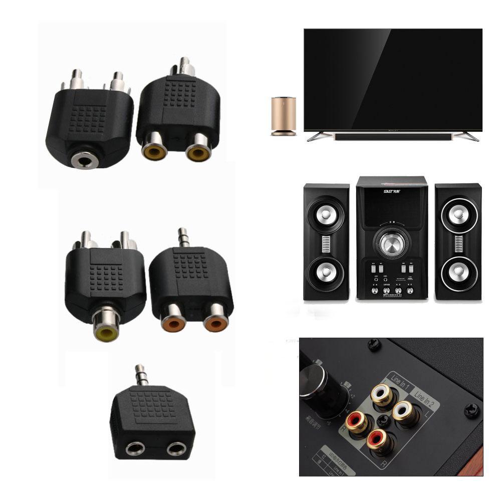 Suyo 2pcs Adaptor Audio Aksesoris Video Hitam Rumah Y Splitter