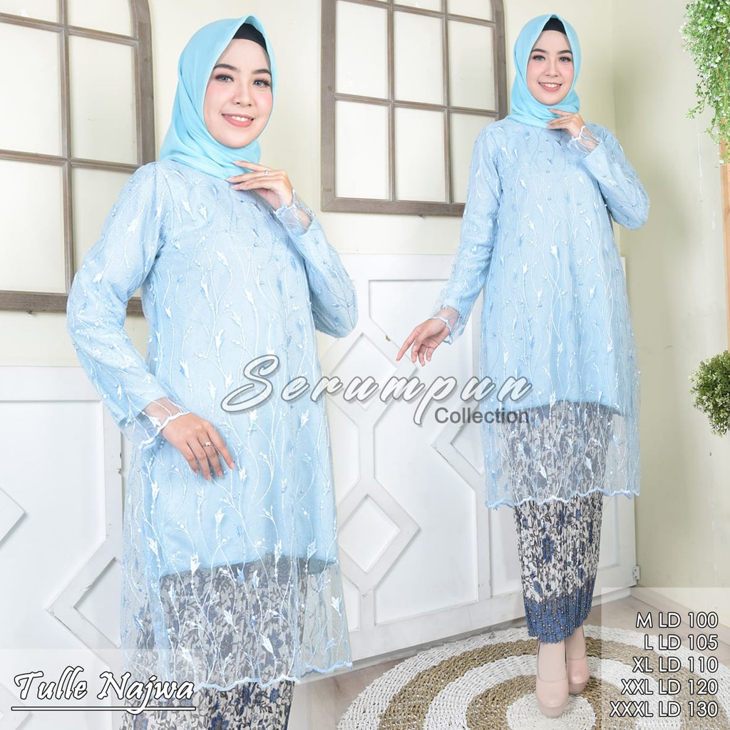 SER&gt; TERLARIS!! SET KEBAYA TUNIK NAJWA BORDIR JUMBO  - TULLE MUTIARA BORDIR - KEBAYA JUMBO/BIG SIZE