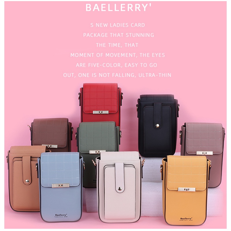 [BISA COD] BAELLERRY N8612 Tas Selempang Wanita Tas Handphone Sling Bag Kulit PU Leather Premium