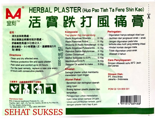 KOYO HERBAL PLASTER ( HUO PAO TIEH TA FENG SHIN KAO )