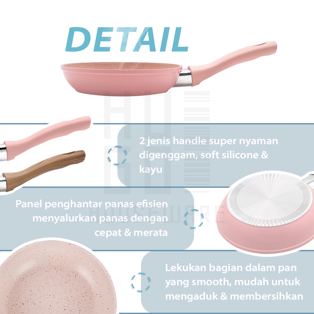 Frypan Penggorengan Frying Pan Anti Lengket Coating Granite HUGO