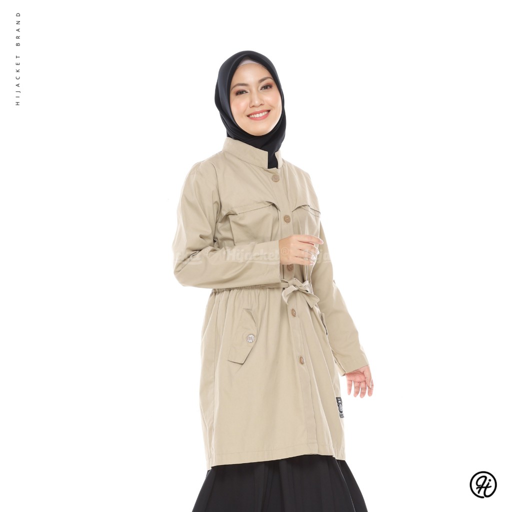 HIJACKET VALERIA | HIJAKET JAKET HIJAB PANJANG WANITA MUSLIMAH SYARI-Cream
