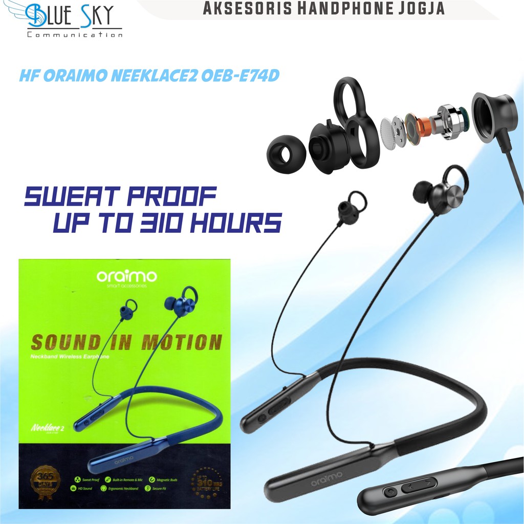 HEADSET EARPHONE BLUETOOTH ORAIMO NEKLACE 2 OEB-E74D NECKBAND MAGNETIC