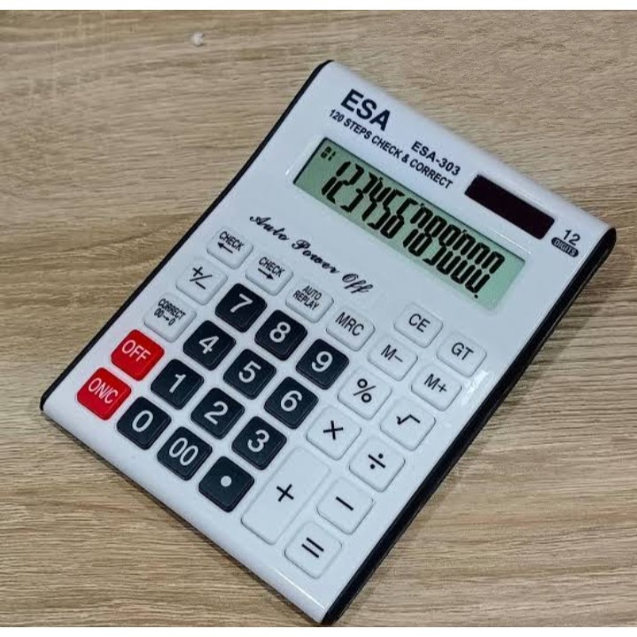 

Kalkulator Esa 303 Calculator Dagang 12Digits Check & Correct Original