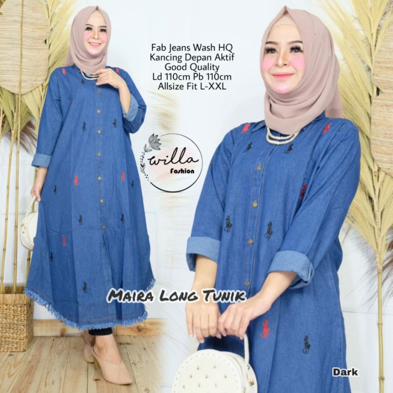 long tunik/tunik jeans/bordir